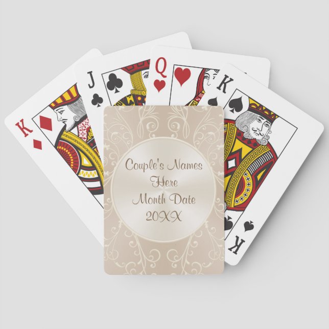 Couple's Names and Date Anniversary Wedding Playing Cards (Back)
