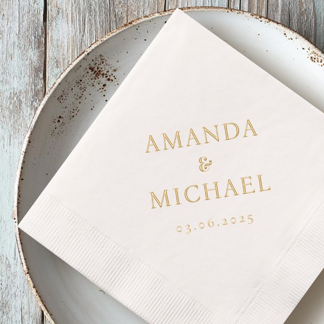 Couple's names and wedding date elegant foil napkins (Couple's names and wedding date elegant foil napkins)