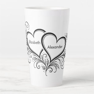 Couples Names Black and White Gift Latte Mug