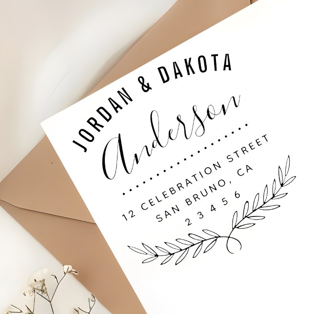 Couple's Names Custom Curved Text Return Address Rubber Stamp (Creator Uploaded)