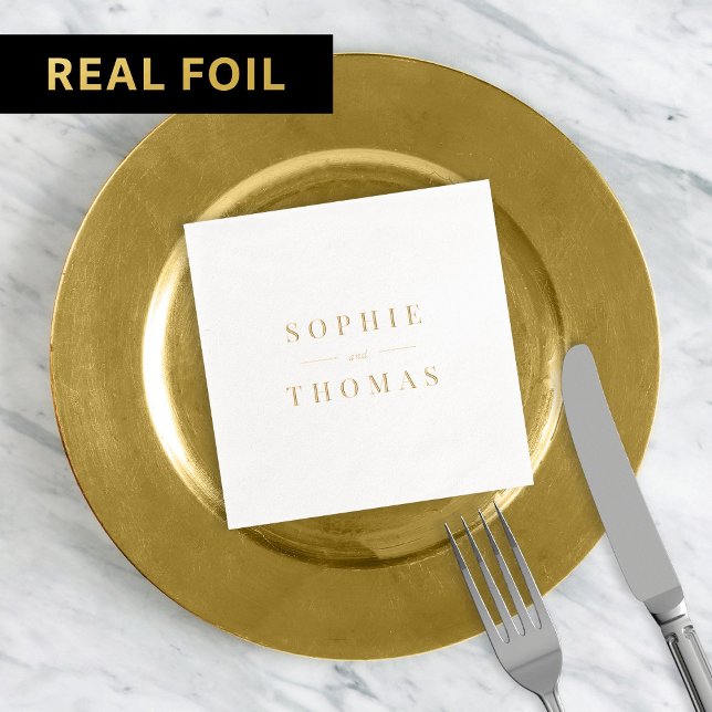 Couples Names Modern Classic Wedding Foil Napkins (Creator Uploaded)