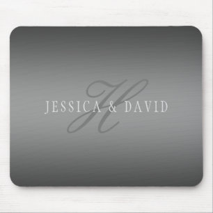 Couples Names & Surname Monogram Gradient Grey Mouse Mat