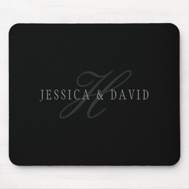 Couples Names & Surname Monogram Mouse Mat (Front)