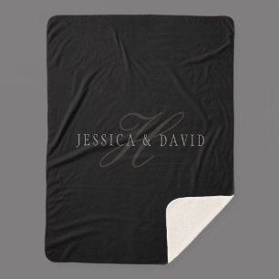 Couples Names & Surname Monogram Sherpa Blanket