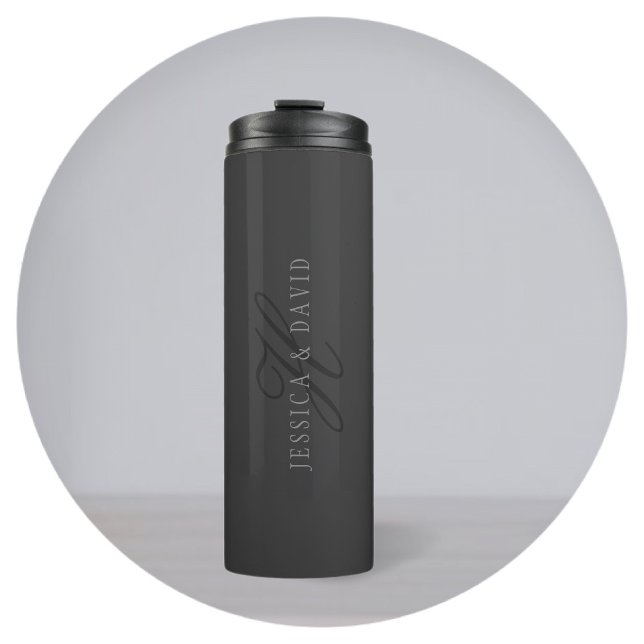 Couples Names & Surname Monogram Thermal Tumbler (Creator Uploaded)