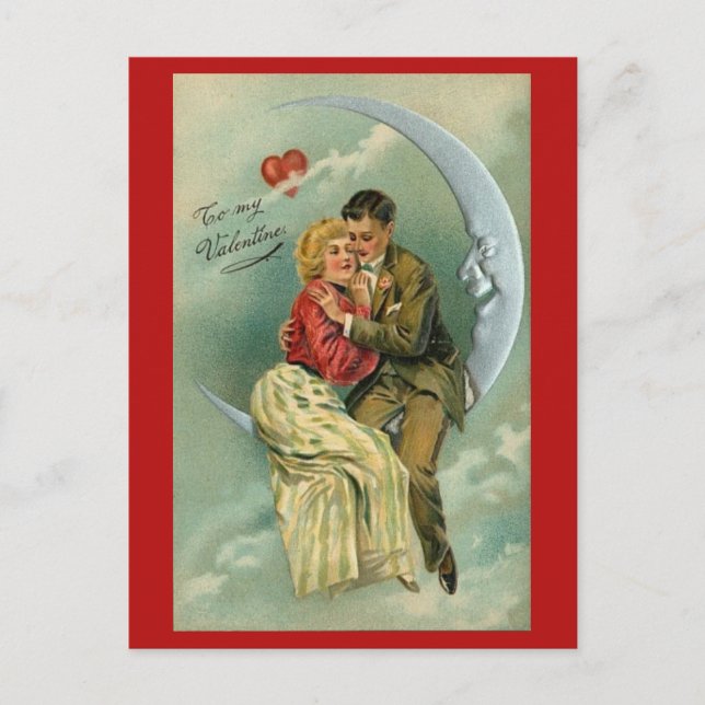 Couples Over the Moon Valentine Postcard (Front)