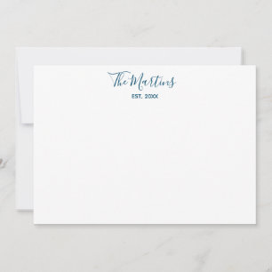 Couples Personalised Blue Teal Modern Calligraphy Card