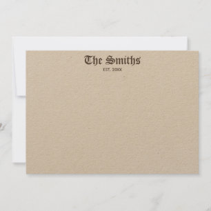 Couples Personalised Brown Classical Calligraphy Card