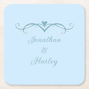 Couples personalised engagement/wedding square pap paper coaster