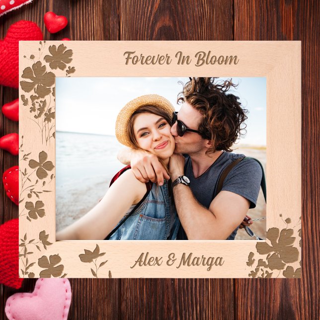 Couples Personalised Gift Floral Wooden Etched Frames (Creator Uploaded)
