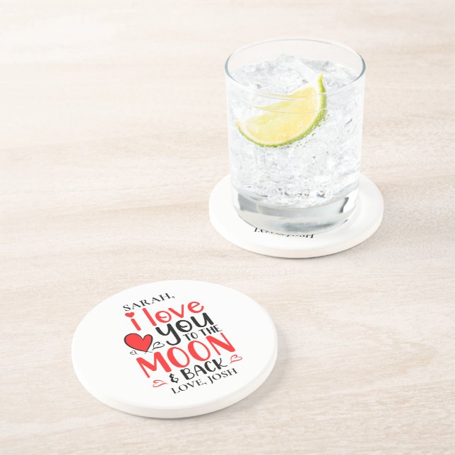 Couples Personalised Sandstone Coaster (Side)