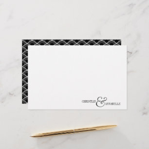 Couples Personalised Stationery Black Scallop