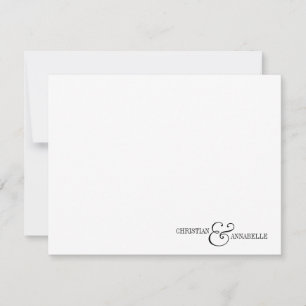 Couples Personalised Stationery Black Scallop Card