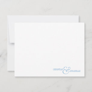 Couples Personalised Stationery Dusty Blue Scallop Card