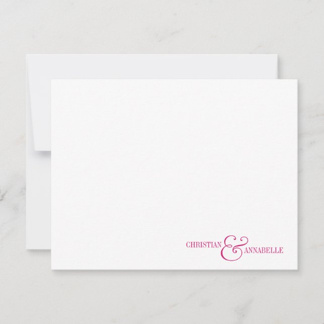 Couples Personalised Stationery Hot Pink Scallop Card (Front)