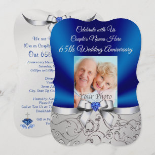 Couples Photo 65th Wedding Anniversary Invitations