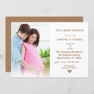 Couples Photo Brown Baby Shower Invitation
