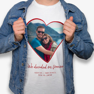 Couples photo heart engagement personalised T-Shirt