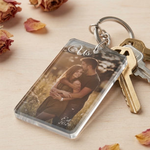 Couples Photo Keepsake Us Est Established Date Key Ring