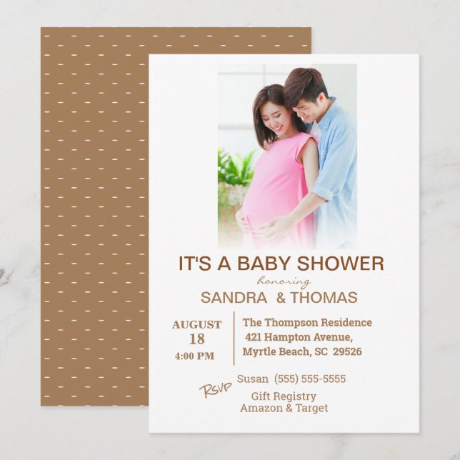   Couples Photo Pink Baby Shower Invitation (Front/Back)