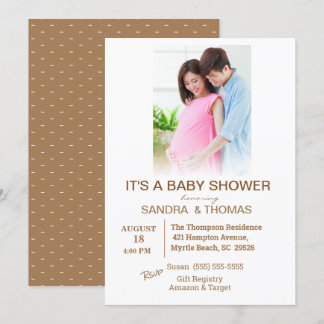 Couples Photo Pink Baby Shower Invitation
