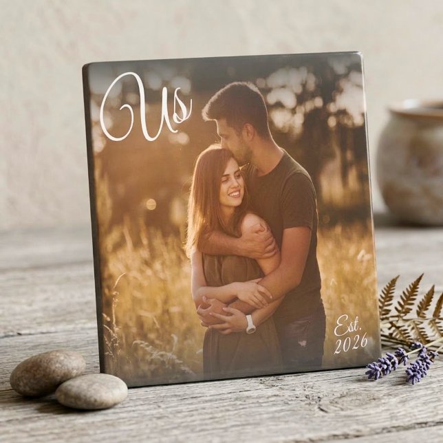 Couples Photo Us Est Established Date Keepsake Plaque (Creator Uploaded)