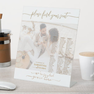 Couple's Photo Wedding Seating Chart Pedestal Sign