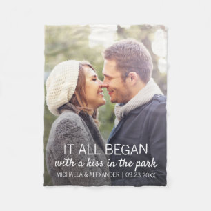Couples Photo Where It All Began Personalised Fleece Blanket
