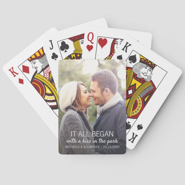 Couples Photo Where It All Began Personalised Playing Cards (Back)