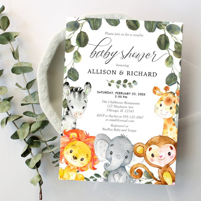 Couples safari baby shower gender neutral invitation (Creator Uploaded)