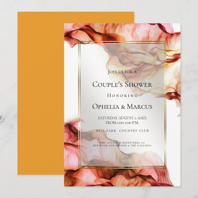 COUPLE's SHOWER | Abstract Ink Autumn Colours 2 Invitation (Front/Back)