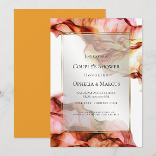 COUPLE's SHOWER Abstract Ink Autumn Colours 2 Invitation