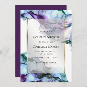 COUPLE's SHOWER Abstract Watercolor Plum Purple Invitation