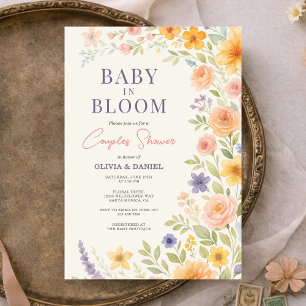 Couples Shower Baby In Bloom Wildflower Floral Invitation