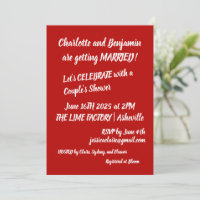 Couples Shower Bold Red Playful Typography Fun