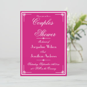 Couples Shower Chic Script Names Elegant Magenta Invitation