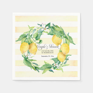 Couples Shower Citrus Lemon Wreath Blossom Leaf Napkin