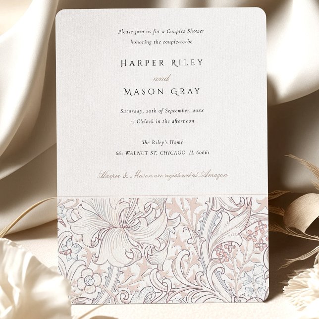 Couples Shower Classic Golden Lily Elegant Pastel Invitation (Creator Uploaded)