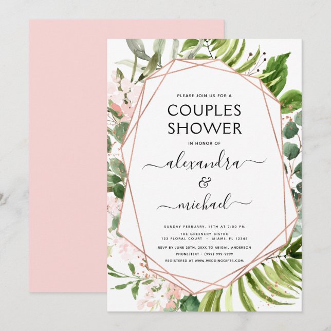 Couples Shower Eucalyptus Greenery Geometric Invitation (Front/Back)