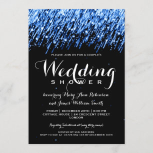 Couples Shower Falling Stars "Sapphire Blue" Invitation