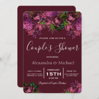 Couple's Shower Floral Marsala Burgundy Invitation