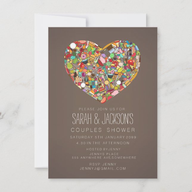 Couples Shower Foodies Heart Party Invite (Front)