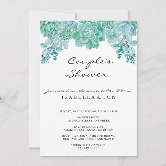 Couples Shower Invitation - Bridal, Wedding, Baby (Front)