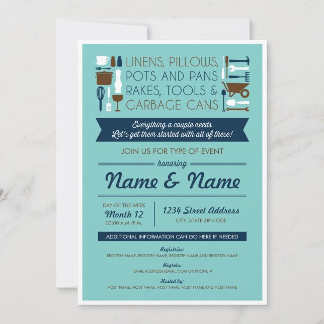 Couples Shower Invite (gifts for around the house) (Front)