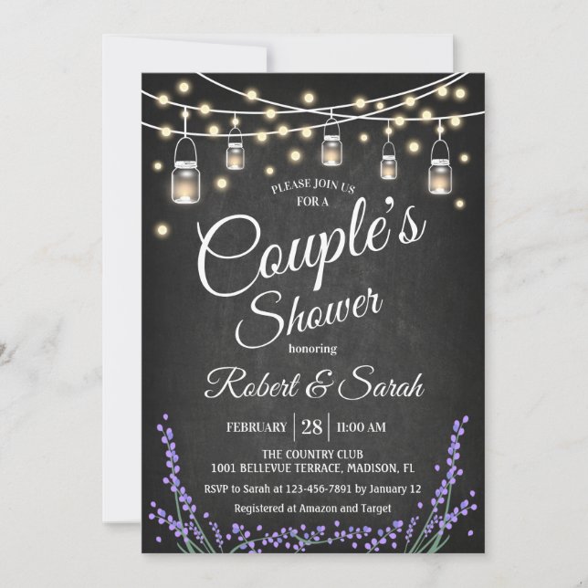 Couple's Shower - Lavender Chalkboard Invitation (Front)