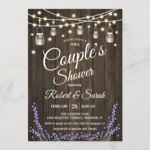 Couple's Shower - Lavender Rustic Wood Invitation