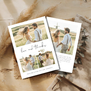 Couples Shower Love & Thanks 4 Photo Bridal Thank You Card