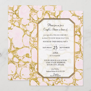 Couples Shower Marbled Marble Paper Rose Gold Pink Invitation