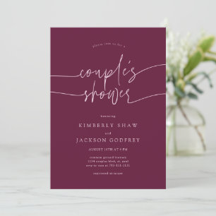 Couple's Shower Minimalist Script Cranberry Invitation