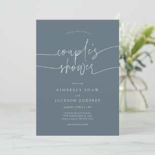 Couple's Shower Minimalist Script Slate Blue Invitation